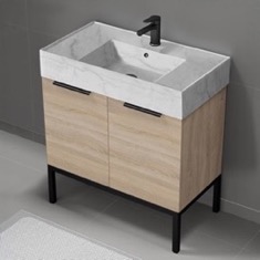Modern Bathroom Vanity, 32 inch, Marble Style Sink, Free Standing